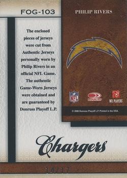 2008 Leaf Certified Materials - Fabric of the Game Jersey Number #FOG-103 Philip Rivers Back