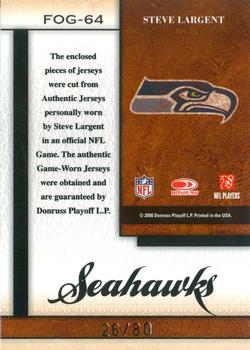 2008 Leaf Certified Materials - Fabric of the Game Jersey Number #FOG-64 Steve Largent Back