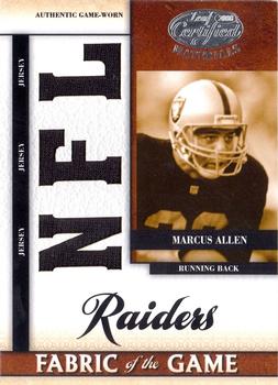 2008 Leaf Certified Materials - Fabric of the Game NFL Die Cut #FOG-50 Marcus Allen Front