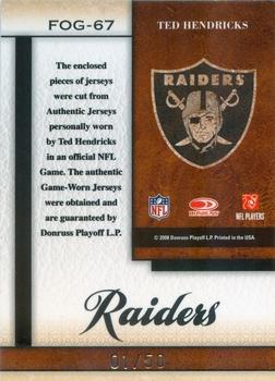 2008 Leaf Certified Materials - Fabric of the Game NFL Die Cut #FOG-67 Ted Hendricks Back
