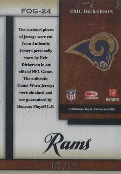 2008 Leaf Certified Materials - Fabric of the Game NFL Die Cut Prime #FOG-24 Eric Dickerson Back