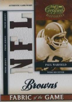 2008 Leaf Certified Materials - Fabric of the Game NFL Die Cut Prime #FOG-56 Paul Warfield Front