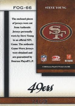 2008 Leaf Certified Materials - Fabric of the Game NFL Die Cut Prime #FOG-66 Steve Young Back
