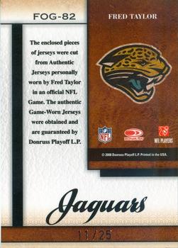 2008 Leaf Certified Materials - Fabric of the Game NFL Die Cut Prime #FOG-82 Fred Taylor Back