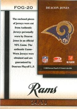 2008 Leaf Certified Materials - Fabric of the Game Position #FOG-20 Deacon Jones Back