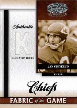 2008 Leaf Certified Materials - Fabric of the Game Position #FOG-35 Jan Stenerud Front