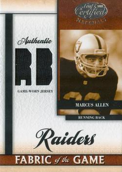 2008 Leaf Certified Materials - Fabric of the Game Position #FOG-50 Marcus Allen Front