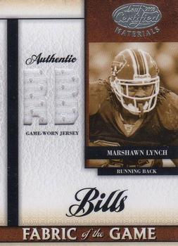 2008 Leaf Certified Materials - Fabric of the Game Position #FOG-83 Marshawn Lynch Front