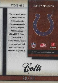 2008 Leaf Certified Materials - Fabric of the Game Position #FOG-91 Peyton Manning Back