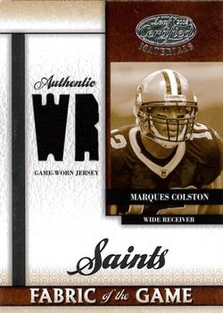 2008 Leaf Certified Materials - Fabric of the Game Position #FOG-111 Marques Colston Front