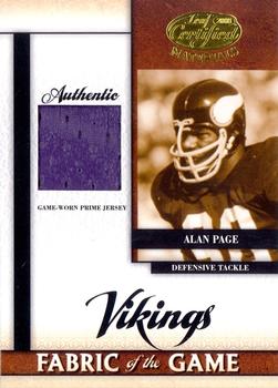 2008 Leaf Certified Materials - Fabric of the Game Prime #FOG-1 Alan Page Front