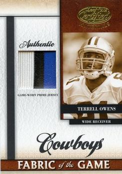 2008 Leaf Certified Materials - Fabric of the Game Prime #FOG-108 Terrell Owens Front