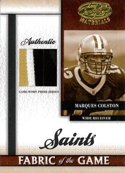 2008 Leaf Certified Materials - Fabric of the Game Prime #FOG-111 Marques Colston Front