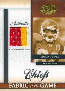2008 Leaf Certified Materials - Fabric of the Game Prime #FOG-123 Dwayne Bowe Front
