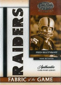 2008 Leaf Certified Materials - Fabric of the Game Team Die Cut #FOG-28 Fred Biletnikoff Front
