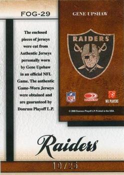 2008 Leaf Certified Materials - Fabric of the Game Team Die Cut #FOG-29 Gene Upshaw Back