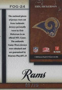 2008 Leaf Certified Materials - Fabric of the Game Team Die Cut #FOG-24 Eric Dickerson Back