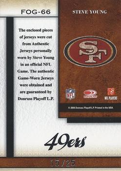 2008 Leaf Certified Materials - Fabric of the Game Team Die Cut #FOG-66 Steve Young Back