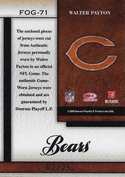 2008 Leaf Certified Materials - Fabric of the Game Team Die Cut #FOG-71 Walter Payton Back