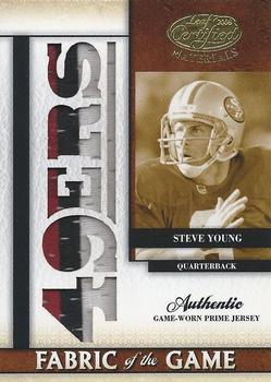 2008 Leaf Certified Materials - Fabric of the Game Team Die Cut Prime #FOG-66 Steve Young Front