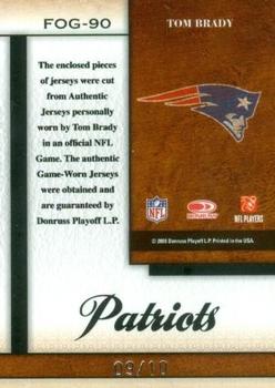 2008 Leaf Certified Materials - Fabric of the Game Team Die Cut Prime #FOG-90 Tom Brady Back