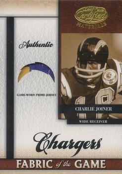 2008 Leaf Certified Materials - Fabric of the Game Team Logo Prime #FOG-12 Charlie Joiner Front