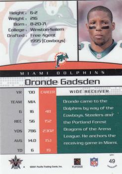 2001 Pacific Vanguard #49 Oronde Gadsden Back