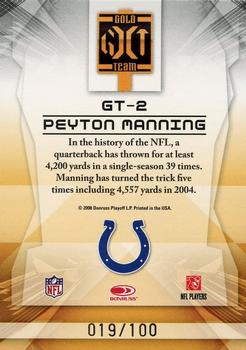 2008 Leaf Certified Materials - Gold Team Mirror #GT-2 Peyton Manning Back
