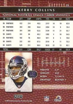 2001 Playoff Absolute Memorabilia #59 Kerry Collins Back