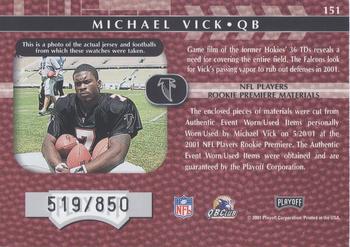 2001 Playoff Absolute Memorabilia #151 Michael Vick Back