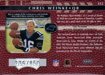 2001 Playoff Absolute Memorabilia #153 Chris Weinke Back