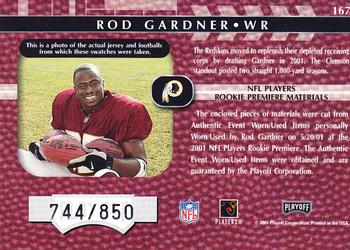 2001 Playoff Absolute Memorabilia #167 Rod Gardner Back