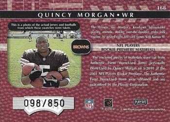 2001 Playoff Absolute Memorabilia #168 Quincy Morgan Back