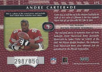 2001 Playoff Absolute Memorabilia #175 Andre Carter Back