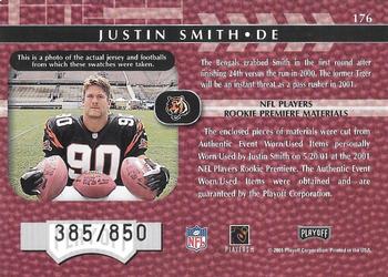 2001 Playoff Absolute Memorabilia #176 Justin Smith Back