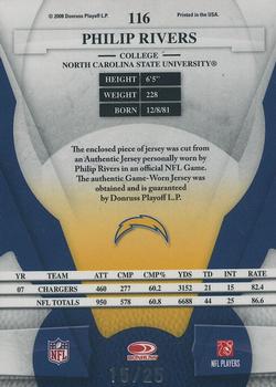 2008 Leaf Certified Materials - Mirror Gold Materials #116 Philip Rivers Back