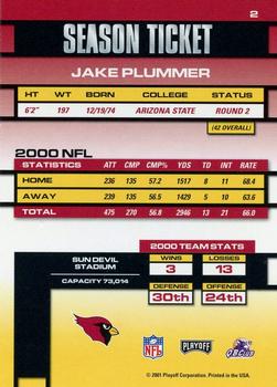 2001 Playoff Contenders #2 Jake Plummer Back