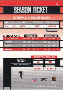 2001 Playoff Contenders #3 Jamal Anderson Back