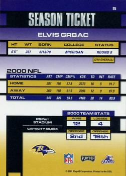 2001 Playoff Contenders #5 Elvis Grbac Back