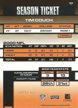 2001 Playoff Contenders #17 Tim Couch Back