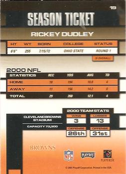 2001 Playoff Contenders #19 Rickey Dudley Back