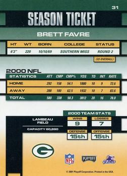 2001 Playoff Contenders #31 Brett Favre Back