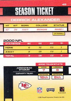 2001 Playoff Contenders #45 Derrick Alexander Back