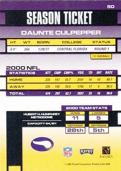2001 Playoff Contenders #50 Daunte Culpepper Back