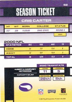 2001 Playoff Contenders #52 Cris Carter Back