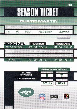 2001 Playoff Contenders #64 Curtis Martin Back
