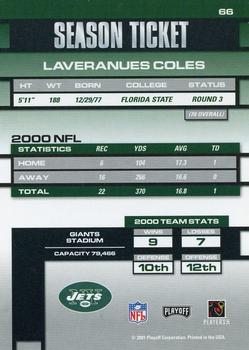 2001 Playoff Contenders #66 Laveranues Coles Back