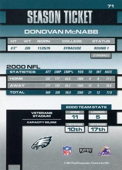 2001 Playoff Contenders #71 Donovan McNabb Back