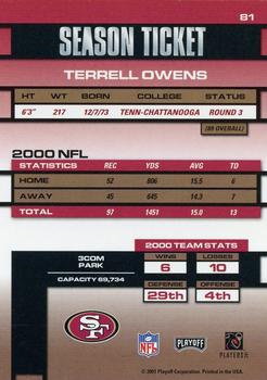 2001 Playoff Contenders #81 Terrell Owens Back