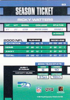 2001 Playoff Contenders #83 Ricky Watters Back